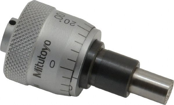 Mitutoyo - 1/4 Inch, 0.79 Inch Thimble, 6.35mm Diameter x 0.3543 Inch Long Spindle, Mechanical Micrometer Head - Exact Tooling