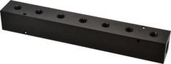 Made in USA - 1/2" Inlet, 1/4" Outlet Manifold - 10-3/4" Long x 1-1/2" Wide x 1-1/2" High, 0.2" Mount Hole, 2 Inlet Ports, 7 Outlet Ports - Exact Tooling