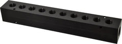 Made in USA - 1/2" Inlet, 3/8" Outlet Manifold - 10-3/4" Long x 1-1/2" Wide x 1-1/2" High, 0.2" Mount Hole, 2 Inlet Ports, 10 Outlet Ports - Exact Tooling