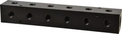 Made in USA - 1/2" Inlet, 1/4" Outlet Manifold - 9-1/4" Long x 1-1/2" Wide x 1-1/2" High, 0.2" Mount Hole, 2 Inlet Ports, 6 Outlet Ports - Exact Tooling