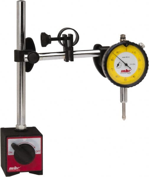 Value Collection - 0.001" Graduation, 0-100 Dial Reading, Indicator & Base Kit - C Holder, 0.001 Inch Graduation, Includes Dial Indicator, Magnetic Base - Exact Tooling