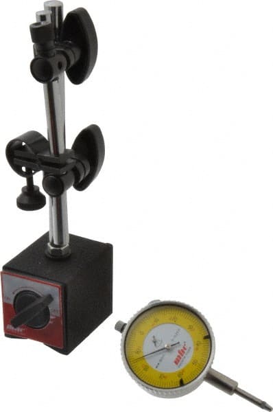 Value Collection - 0.001" Graduation, 0-100 Dial Reading, Indicator & Base Kit - C Holder, 0.001 Inch Graduation, Includes Dial Indicator, Magnetic Base - Exact Tooling
