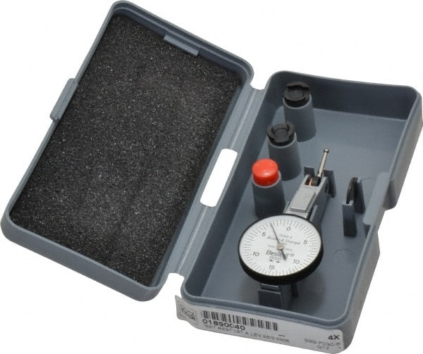 TESA Brown & Sharpe - 0.03 Inch Range, 0.0005 Inch Dial Graduation, Horizontal Dial Test Indicator - 1 Inch White Dial, 0-15-0 Dial Reading, Accurate to 0.0005 Inch - Exact Tooling