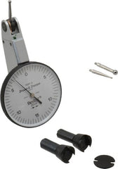 TESA Brown & Sharpe - 0.03 Inch Range, 0.0005 Inch Dial Graduation, Horizontal Dial Test Indicator - 1-1/2 Inch White Dial, 0-15-0 Dial Reading, Accurate to 0.0005 Inch - Exact Tooling