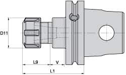 Kennametal - 0.04" to 5/8" Capacity, 60mm Projection, Modular Connection, ER25 Collet Chuck - 100mm OAL - Exact Tooling