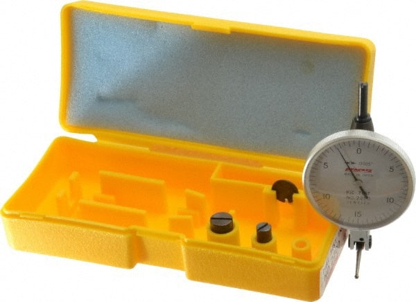 Peacock - 0.03 Inch Range, 0.0005 Inch Dial Graduation, Horizontal Dial Test Indicator - 1-53/64 Inch White Dial, 0-15-0 Dial Reading, Accurate to 0.0005 Inch - Exact Tooling