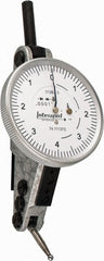 INTERAPID - 0.016 Inch Range, 0.0001 Inch Dial Graduation, Horizontal Dial Test Indicator - 1-1/2 Inch White Dial, 0-4-0 Dial Reading - Exact Tooling