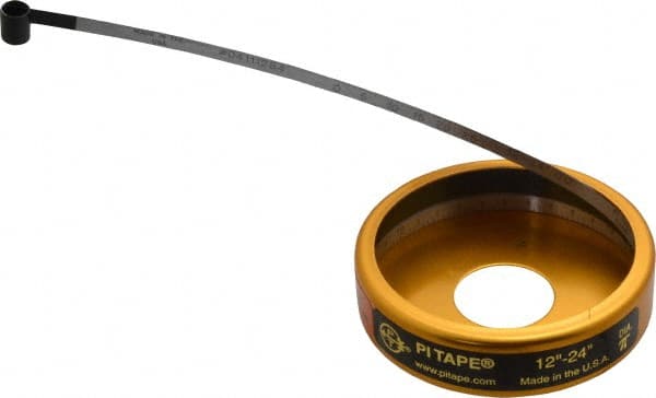 Made in USA - 0.001 Inch Graduation, 12 to 24 Inch Measurement, Spring Steel Diameter Tape Measure - 1/2 Inch Wide, 0.01 Inch Thick - Exact Tooling