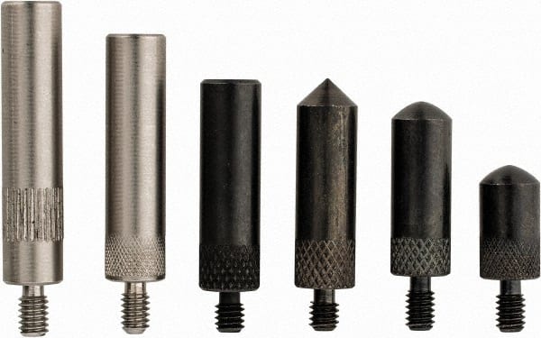 SPI - 6 Pc Ball, Cone, Conical & Flat Point Drop Indicator Point Kit - Exact Tooling