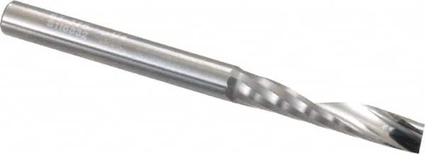 Onsrud - 1/4" Cutting Diam x 1-1/4" Length of Cut, 1 Flute, Upcut Spiral Router Bit - Uncoated, Right Hand Cut, Solid Carbide, 3" OAL x 1/4" Shank Diam, Single Edge, 21° Helix Angle - Exact Tooling