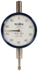 Teclock - 1/4" Range, 0-100 Dial Reading, 0.001" Graduation Dial Drop Indicator - 2-11/64" Dial, 0.1" Range per Revolution, 0.0007" Accuracy - Exact Tooling