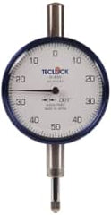 Teclock - 1/4" Range, 0-50-0 Dial Reading, 0.001" Graduation Dial Drop Indicator - 2-11/64" Dial, 0.1" Range per Revolution, 0.0007" Accuracy - Exact Tooling