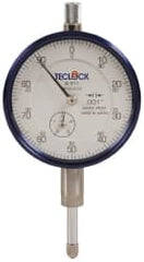 Teclock - 1/2" Range, 0-100 Dial Reading, 0.001" Graduation Dial Drop Indicator - 2-11/64" Dial, 0.1" Range per Revolution, 0.0009" Accuracy, Revolution Counter - Exact Tooling