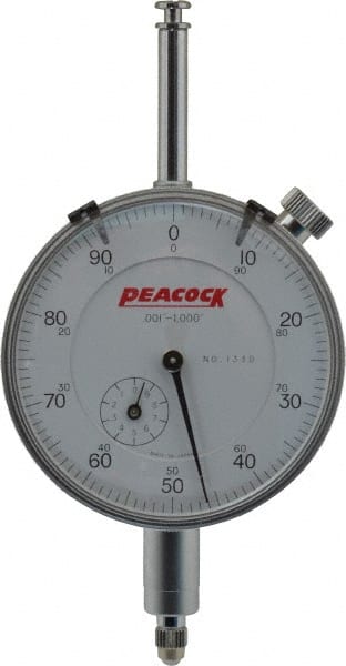 Peacock - 1" Range, 0-100 Dial Reading, 0.001" Graduation Dial Drop Indicator - 2-3/64" Dial, 0.002" Accuracy, Revolution Counter - Exact Tooling