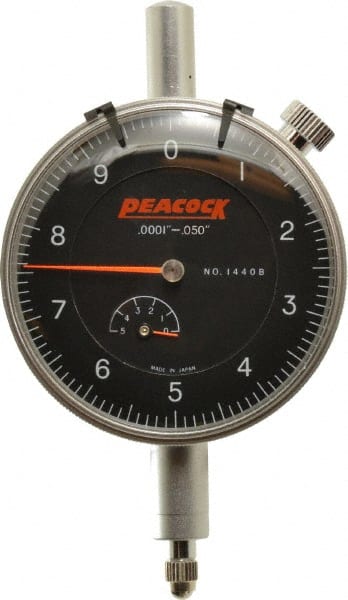 Peacock - 0.05" Range, 0-10 Dial Reading, 0.0001" Graduation Dial Drop Indicator - 2-3/64" Dial, 0.0003" Accuracy, Revolution Counter - Exact Tooling