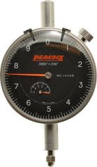 Peacock - 0.05" Range, 0-10 Dial Reading, 0.0001" Graduation Dial Drop Indicator - 2-3/64" Dial, 0.0003" Accuracy, Revolution Counter - Exact Tooling