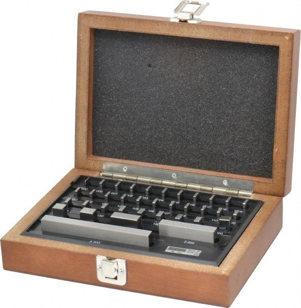SPI - 36 Piece, 0.05 to 4", Grade AS-1, Steel Gage Block Set - Rectangular, +16 - 8µ (2"), +24 - 12µ (4"), +8 - 4µ (0.050-1") Tolerance - Exact Tooling