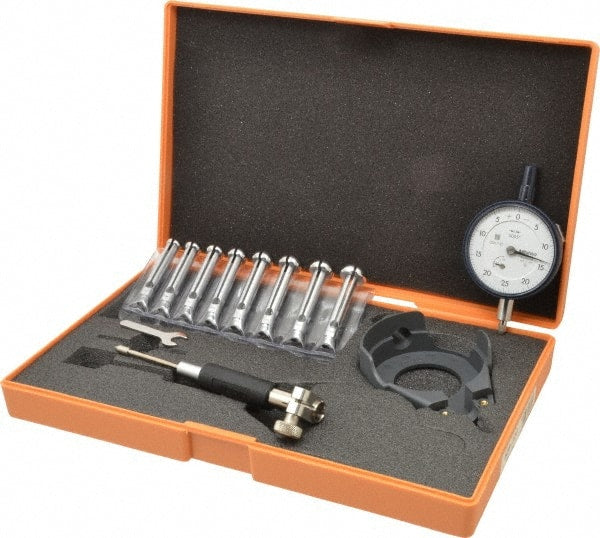 Mitutoyo - 8 Anvil, 0.4 to 0.7" Dial Bore Gage - 0.0005" Graduation, 2.4" Gage Depth, Accurate to 0.00016" - Exact Tooling