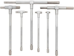 Value Collection - 6 Piece, 5/16 to 6 Inch, Hardened Tool Steel, Satin Chrome Finish, Telescoping Gage Set - 4 and 5 Inch Long Handles - Exact Tooling