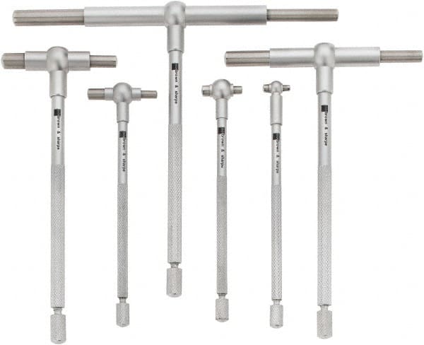 TESA Brown & Sharpe - 6 Piece, 5/16 to 6 Inch, Satin Chrome Finish, Telescoping Gage Set - Includes Plastic Case - Exact Tooling