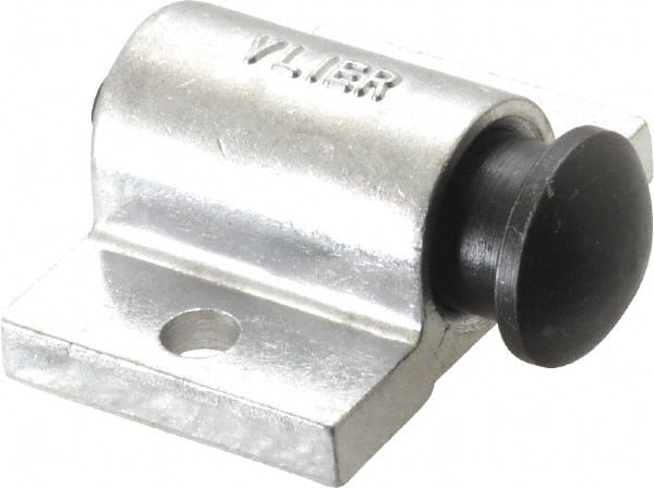 Vlier - 2" Base Width, 1/4" Stroke Len, 13/16" Stop Head OD, 1-1/2" Btw Mt Hole Ctrs, 1-7/32" Btw Mt Hole & Edge, Round Spring Locating Stop - 1-3/8" Body Len x 2" Body Width, 7/16" Base Thickness, 14.4 Lb Init, 32 Lb Mid, 45.4 Lb Final End Force - Exact Tooling