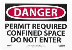 NMC - "Danger - Permit Required - Confined Space - Do Not Enter", 7" Long x 10" Wide, Rigid Plastic Safety Sign - Rectangle, 0.05" Thick, Use for Accident Prevention - Exact Tooling