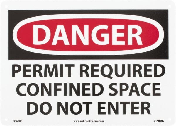 NMC - "Danger - Permit Required - Confined Space - Do Not Enter", 10" Long x 14" Wide, Rigid Plastic Safety Sign - Rectangle, 0.05" Thick, Use for Accident Prevention - Exact Tooling