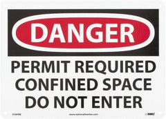 NMC - "Danger - Permit Required - Confined Space - Do Not Enter", 10" Long x 14" Wide, Rigid Plastic Safety Sign - Rectangle, 0.05" Thick, Use for Accident Prevention - Exact Tooling
