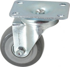 Shepherd - 3" Diam x 1-1/4" Wide x 4-1/4" OAH Top Plate Mount Swivel Caster - Polyurethane, 185 Lb Capacity, Ball Bearing, 2-5/8 x 3-3/4" Plate - Exact Tooling
