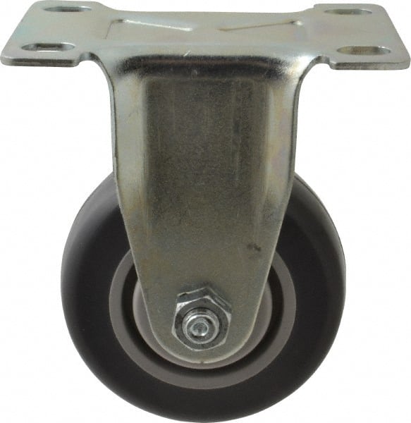 Shepherd - 3" Diam x 1-1/4" Wide x 4-1/4" OAH Top Plate Mount Rigid Caster - Polyurethane, 185 Lb Capacity, Ball Bearing, 2-5/8 x 3-3/4" Plate - Exact Tooling