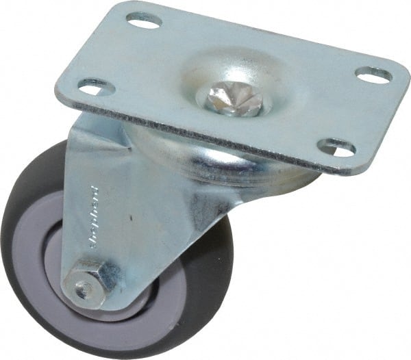 Shepherd - 3" Diam x 1-1/4" Wide x 4-1/4" OAH Top Plate Mount Swivel Caster - TPR, 165 Lb Capacity, Ball Bearing, 2-5/8 x 3-3/4" Plate - Exact Tooling