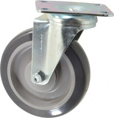 Shepherd - 5" Diam x 1-1/4" Wide x 6-1/4" OAH Top Plate Mount Swivel Caster - Polyurethane, 225 Lb Capacity, Ball Bearing, 2-5/8 x 3-3/4" Plate - Exact Tooling