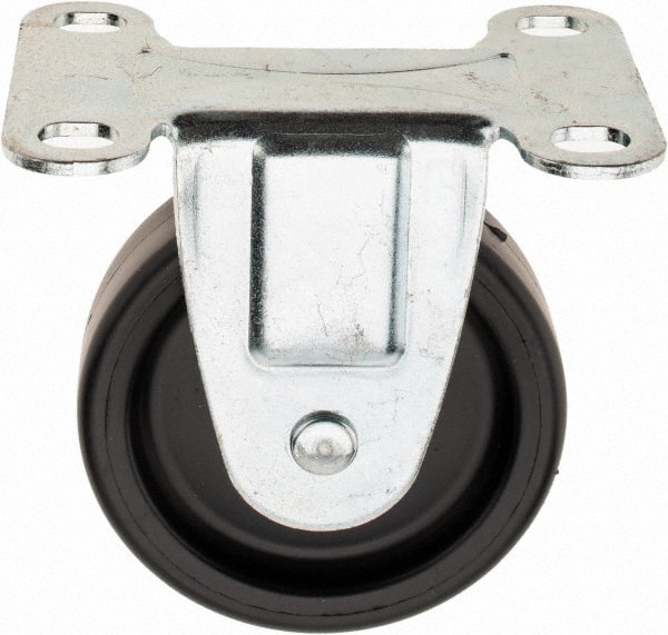 Shepherd - 3" Diam x 13/16" Wide x 3-1/2" OAH Top Plate Mount Rigid Caster - Polyolefin, 120 Lb Capacity, Plain Bearing, 2-5/8 x 3-3/4" Plate - Exact Tooling