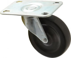 Shepherd - 3" Diam x 13/16" Wide x 3-1/2" OAH Top Plate Mount Swivel Caster with Brake - Hard Rubber, 120 Lb Capacity, Nylon Bearing, 2-5/8 x 3-3/4" Plate - Exact Tooling