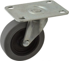 Shepherd - 3" Diam x 13/16" Wide x 3-1/2" OAH Top Plate Mount Swivel Caster - Polyurethane, 120 Lb Capacity, Plain Bearing, 2-5/8 x 3-3/4" Plate - Exact Tooling