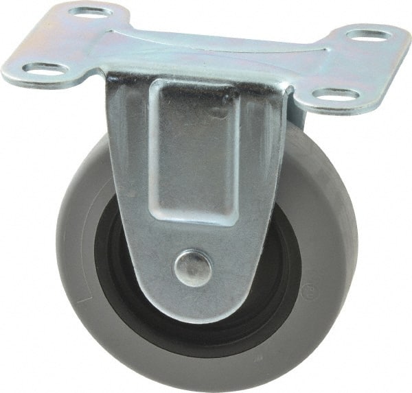 Shepherd - 3" Diam x 13/16" Wide x 3-1/2" OAH Top Plate Mount Rigid Caster - Polyurethane, 120 Lb Capacity, Plain Bearing, 2-5/8 x 3-3/4" Plate - Exact Tooling