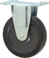 Shepherd - 4" Diam x 15/16" Wide x 4-3/4" OAH Top Plate Mount Rigid Caster - Soft Rubber, 125 Lb Capacity, Nylon Bearing, 2-5/8 x 3-3/4" Plate - Exact Tooling