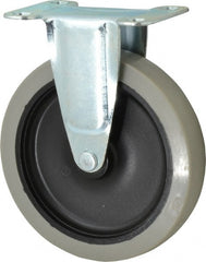 Shepherd - 5" Diam x 15/16" Wide x 5-3/4" OAH Top Plate Mount Rigid Caster - Polyurethane, 160 Lb Capacity, Plain Bearing, 2-5/8 x 3-3/4" Plate - Exact Tooling