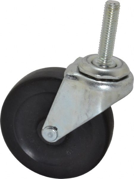 Shepherd - 3" Diam x 13/16" Wide x 3-1/2" OAH Stem Mount Swivel Caster - Hard Rubber, 120 Lb Capacity, Nylon Bearing, 3/8-16 x 1-1/2" Threaded Stem - Exact Tooling