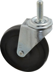 Shepherd - 4" Diam x 15/16" Wide x 4-3/4" OAH Stem Mount Swivel Caster - Soft Rubber, 125 Lb Capacity, Nylon Bearing, 1/2-13 x 1-1/2" Threaded Stem - Exact Tooling