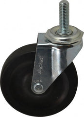 Shepherd - 4" Diam x 15/16" Wide x 4-3/4" OAH Stem Mount Swivel Caster - Hard Rubber, 150 Lb Capacity, Nylon Bearing, 1/2-13 x 1-1/2" Threaded Stem - Exact Tooling
