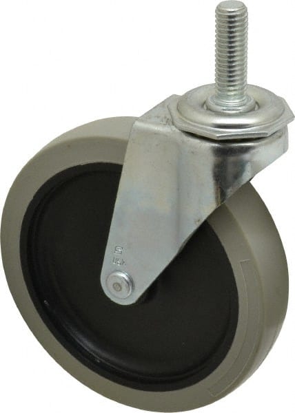 Shepherd - 5" Diam x 15/16" Wide x 5-3/4" OAH Stem Mount Swivel Caster - Polyurethane, 160 Lb Capacity, Nylon Bearing, 1/2-13 x 1-1/2" Threaded Stem - Exact Tooling