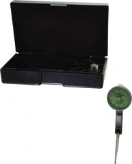 Mahr - 0.01 Inch Range, 0.0005 Inch Dial Graduation, Horizontal Dial Test Indicator - 1.1 Inch Green Dial, 0-10-0 Dial Reading - Exact Tooling