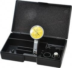 Mahr - 0.4 mm Range, 0.01 mm Dial Graduation, Horizontal Dial Test Indicator - 27.5 mm Yellow Dial, 0-40-0 Dial Reading - Exact Tooling