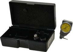 Mahr - 0.4 mm Range, 0.01 mm Dial Graduation, Horizontal Dial Test Indicator - 27.5 mm Yellow Dial, 0-40-0 Dial Reading - Exact Tooling