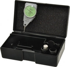 Mahr - 0.015 Inch Range, 0.0005 Inch Dial Graduation, Horizontal Dial Test Indicator - 1.1 Inch Green Dial, 0-15-0 Dial Reading - Exact Tooling