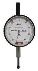 Mahr - 0.8mm Range, 0-45-0 Dial Reading, 0.01mm Graduation Dial Drop Indicator - 50mm Dial, 0.01mm Range per Revolution - Exact Tooling