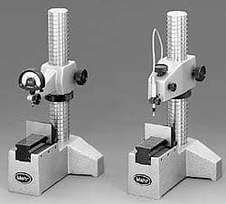 Mahr - Cast Iron (Base), T-Shaped Base, Comparator Gage Stand - 9-1/2" High, 5-1/2" Base Length x 6" Base Width x 4" Base Height, Includes Holder - Exact Tooling