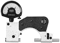 Mahr - 1 Inch, Forged Steel Frame, Snap Gage - 12 Inch Reference Anvil Diameter, 0.00002; 0.0001; 0.0005 Inch Graduation, 7.5 N Measuring Force, Tungsten Carbide Anvil, Dial Display - Exact Tooling