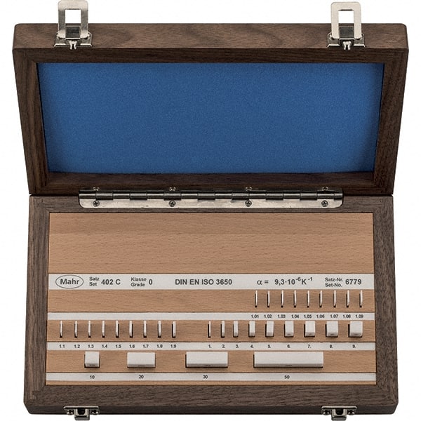 Mahr - 32 Piece, 1 to 50mm, Grade 2, Ceramic Gage Block Set - Rectangular - Exact Tooling